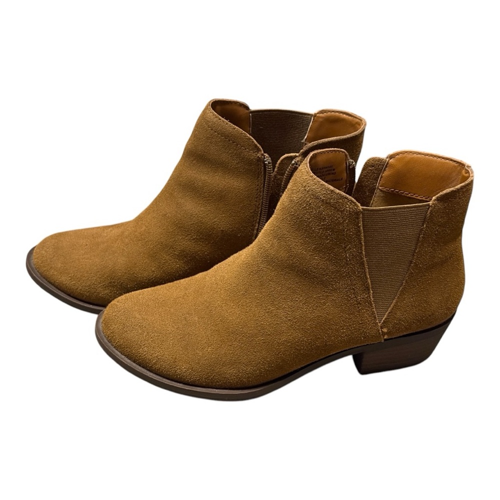 Kensie Women’s Gazelle Ankle Boot Bootie Genuine Suede Warm Brown Size 8 EUC
